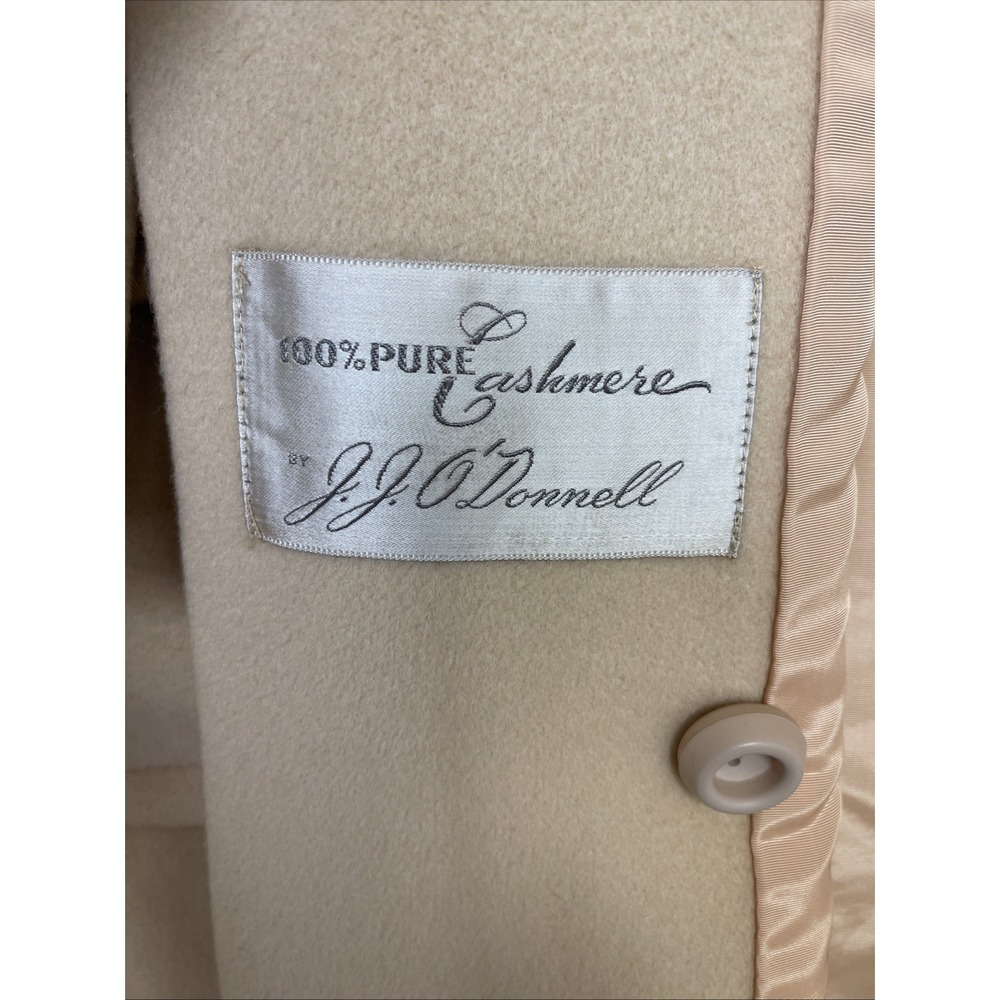 J.J. ODonnell 100% Pure Cashmere Coat Camel Color Fur Collar VTG  Dbl Breasted - Picture 5 of 10